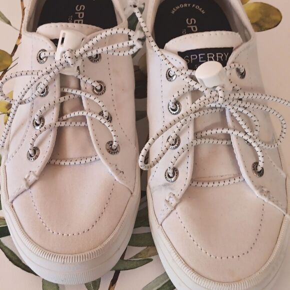 Sperry Top Siders White Canvas Sneakers - Picture 4 of 9